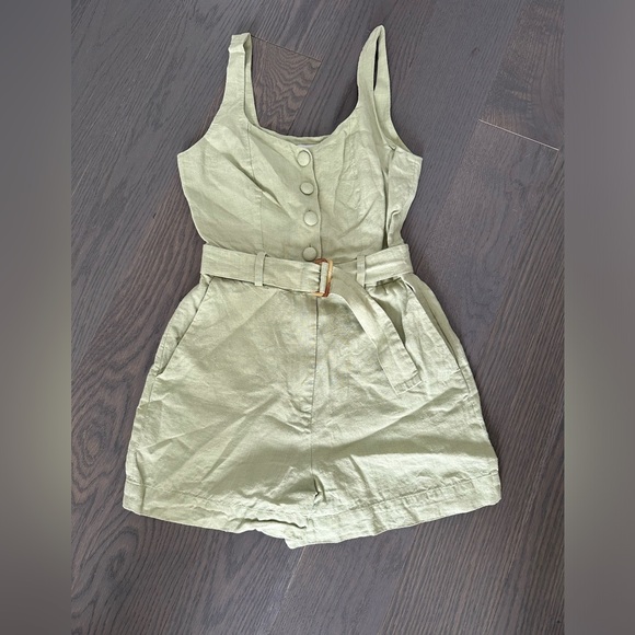 & Other Stores (Los Angeles Atelier) - Sage Green Linen Romper - 2 US - Picture 4 of 8